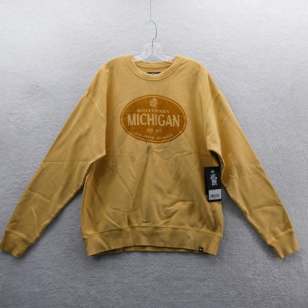 '47 Sweatshirt Mens Medium Michigan Wolverines Maize Yellow NCAA Pullover Fleece
